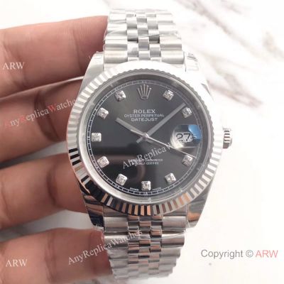 (EW) AAA Rolex Datejust II SS Jubilee Band Rhodium Diamond Dial Watch ETA3255